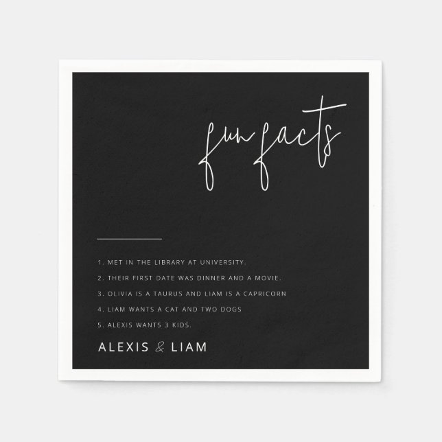 Moderne Schwarz-Weiß-Hochzeiten von Napkins Serviette (Vorderseite)