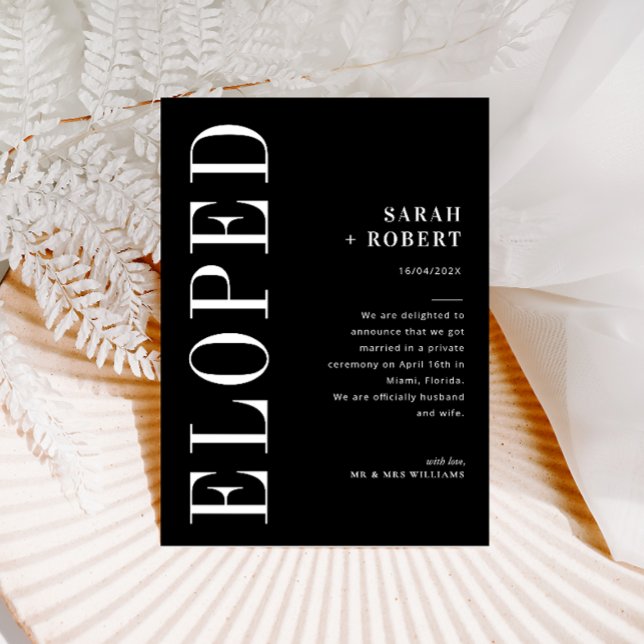 Moderne Schwarz-Weiß-Hochzeitsankündigung Dankeskarte (Von Creator hochgeladen)