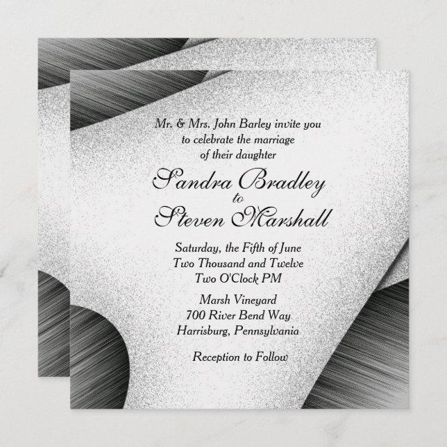 Moderne Schwarz-Weiß-Hochzeitseinladung Einladung (Vorne/Hinten)