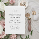 Moderne Schwarz-Weiß-Hochzeitseinladung Einladung<br><div class="desc">Moderne Schwarz-Weiß-Typografie Hochzeitstil mit einem eleganten Rahmen. Text und Farben können bearbeitet werden.</div>