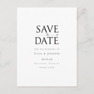 Moderne Schwarz-Weiß-Hochzeitseinladung Postkarte