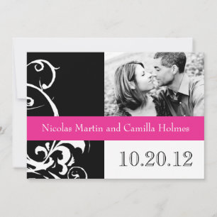 Moderne Schwarz-Weiß-Hochzeitseinladung Save The Date