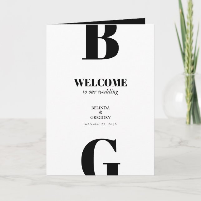 Moderne Schwarz-Weiß-Hochzeitserie Programm (Vorderseite)