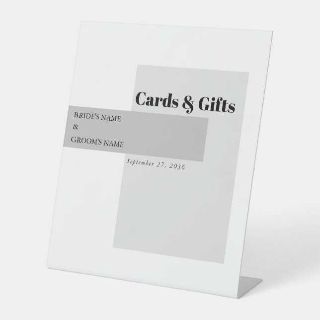 Moderne Schwarz-Weiß-Hochzeitskarten & Geschenke Sockelschild (Vorderseite)