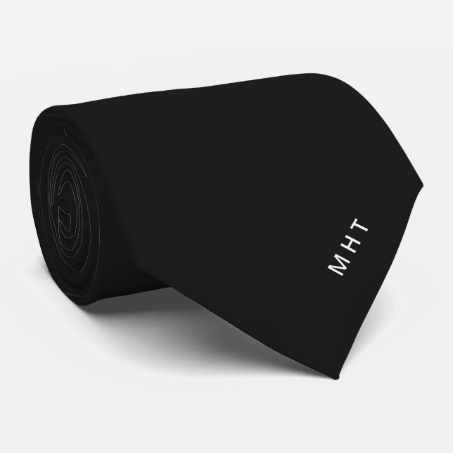 Moderne Schwarz-Weiß-Initialen Minimalistisches Mo Krawatte (Gerollt)