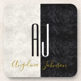 Moderne Schwarz-Weiß-Initialen Mit Monogramm Getränkeuntersetzer