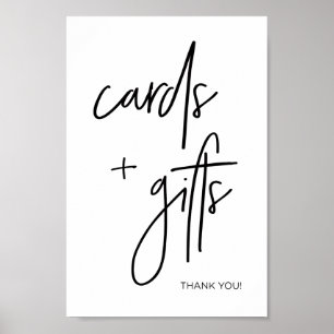 Moderne Schwarz-Weiß-Karten + Geschenke Hochzeitsz Poster