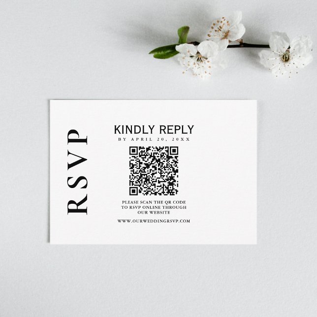 Moderne Schwarz-Weiß-Klassik-RSVP-Karte RSVP Karte (Simplify wedding RSVPs with our QR code feature, ensuring easy and hassle-free responses.)