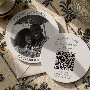 Moderne Schwarz-Weiß-Kreis-Foto-Save-the-Date-Kart Save The Date
