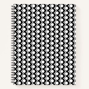 Moderne Schwarz-Weiß-Kreis-Gitter-Muster Notizbuch