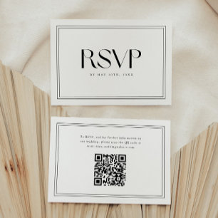 Moderne Schwarz-Weiß-Kühne-Typografie-Hochzeits-QR RSVP Karte