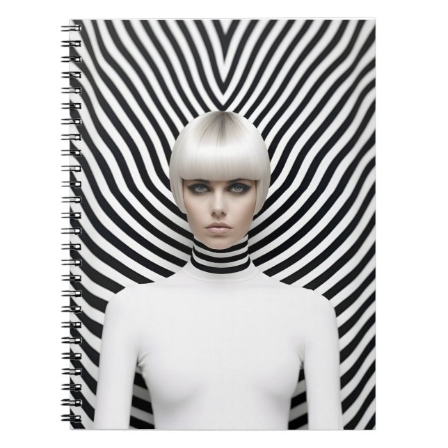 Moderne Schwarz-Weiß-Kunstdarstellung Notizblock (Vorderseite)