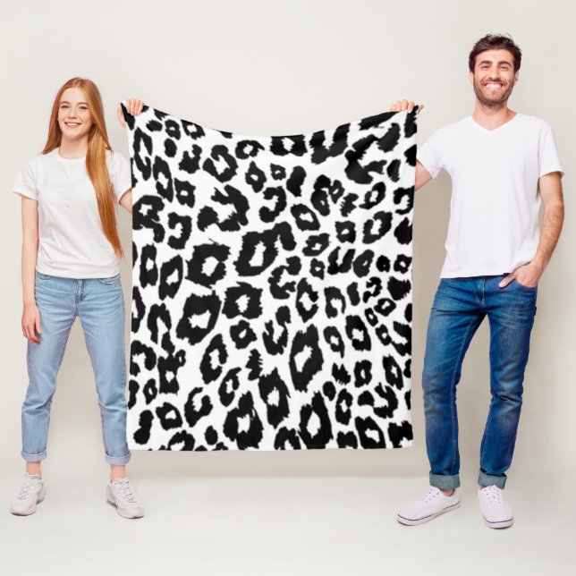 Moderne Schwarz-Weiß-Leopardenprint  Fleecedecke (Beispiel)