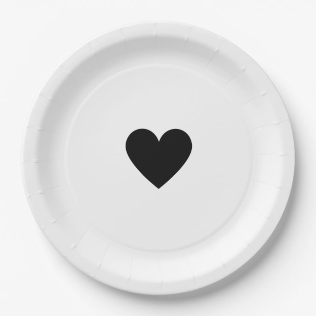 Moderne Schwarz-Weiß-Liebe Elegant nach Maß Pappteller (Vorderseite)