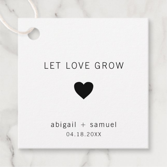 Moderne Schwarz-Weiß-Liebe wächst Geschenkanhänger (Vorderseite)