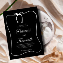 Moderne Schwarz-Weiß-Linie Art Bow Rahmen Hochzeit