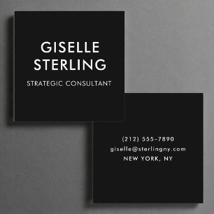 Moderne Schwarz-weiß Luxus Minimale Typografie Quadratische Visitenkarte
