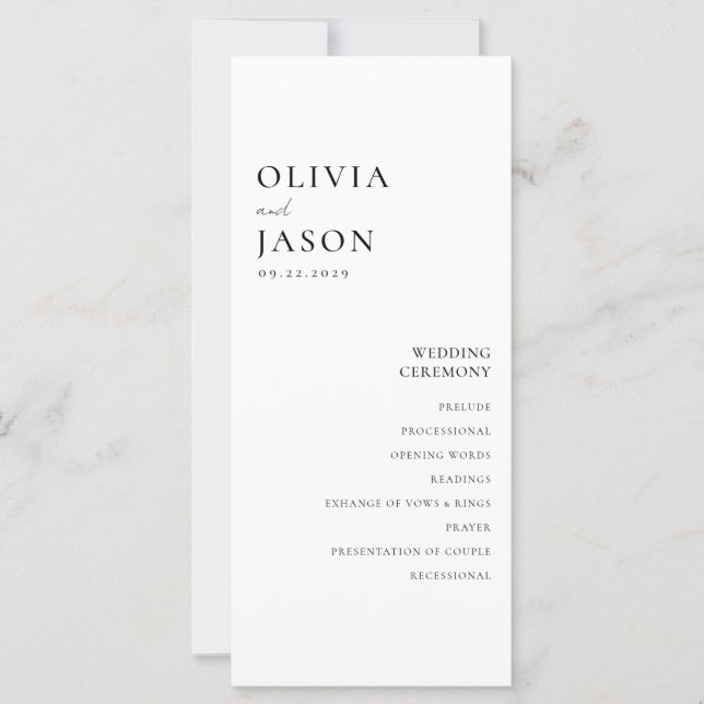 Moderne Schwarz-Weiß-Minimal-Hochzeit (Vorderseite)