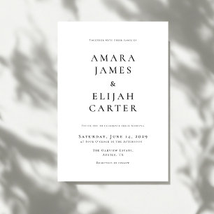 Moderne Schwarz-Weiß-Minimal-Hochzeit Einladung