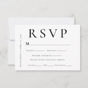 Moderne Schwarz-Weiß-Minimal-Hochzeit RSVP Karte