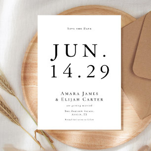 Moderne Schwarz-Weiß-Minimal-Hochzeit Save The Date