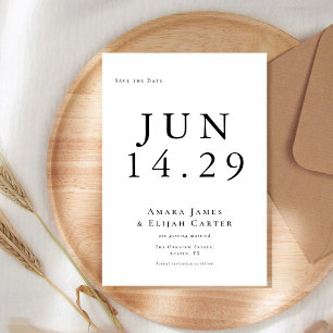 Moderne Schwarz-Weiß-Minimal-Hochzeit Save The Date