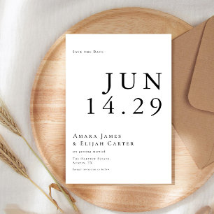 Moderne Schwarz-Weiß-Minimal-Hochzeit Save The Date