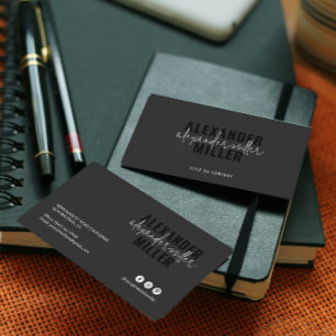 Moderne Schwarz-Weiß-Minimal-Schrift Visitenkarte