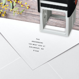 Moderne Schwarz-Weiß-Minimalistische Rücksendeadre Permastempel