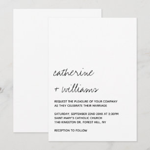 Moderne Schwarz-Weiß-Minimalistische Schrift Hochz Einladung