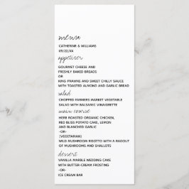 Moderne Schwarz-Weiß-Minimalistische Schrift Hochz Menükarte