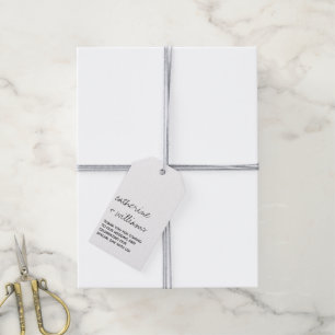Moderne Schwarz-Weiß-Minimalistische Skripthochzei Geschenkanhänger