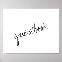 Moderne Schwarz-Weiß-Minimalistische Skripthochzei Poster