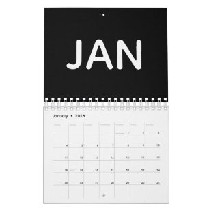Moderne Schwarz-Weiß-Minimalistische Typografie Kalender