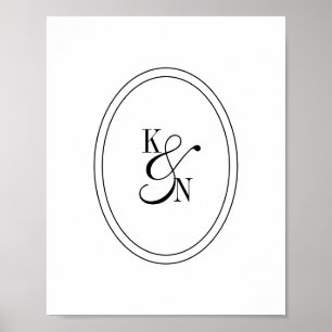 Moderne Schwarz-Weiß-Monogramm Anfangsbuchstaben H Poster