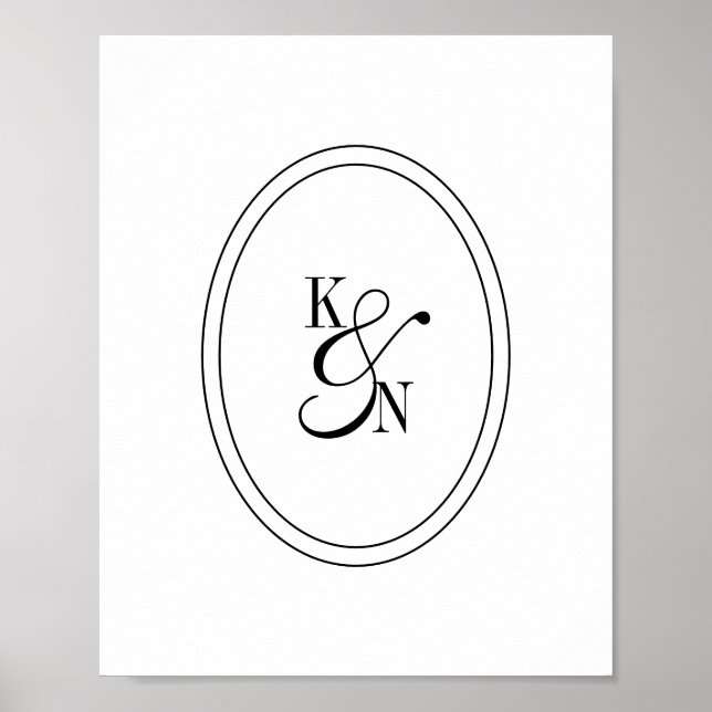 Moderne Schwarz-Weiß-Monogramm Anfangsbuchstaben H Poster (Vorne)