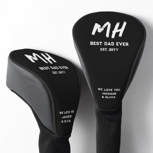 Moderne Schwarz-Weiß-Monogramm Cool Bester Vater A Golf Headcover