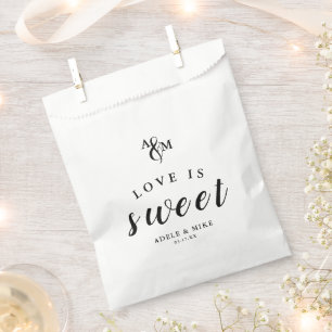 Moderne Schwarz-Weiß-Monogramm-Hochzeit Geschenktütchen