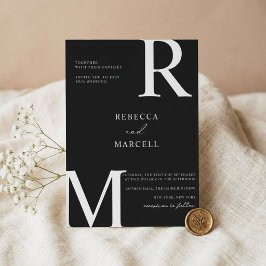 Moderne Schwarz-Weiß-Monogramm-Hochzeitseinladung Einladung