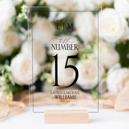 Moderne Schwarz-Weiß-Monogramm-Hochzeitsstipps-Tis Acrylschild