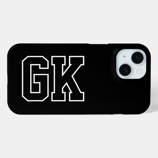 Moderne Schwarz-Weiß-Monogramm-Initialen Case-Mate iPhone Hülle (Rückseite (Horizontal))