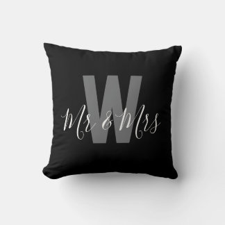 Moderne Schwarz-Weiß-Monogramm Kissen