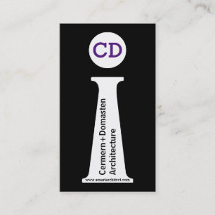 Moderne Schwarz-Weiß-Monogramm, lila Visitenkarte
