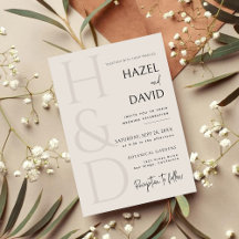 Moderne Schwarz-Weiß-Monogramm-Minimalist-Hochzeit