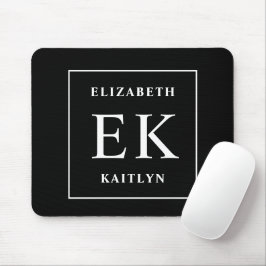 Moderne Schwarz-Weiß-Monogramm Mousepad