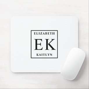 Moderne Schwarz-Weiß-Monogramm Mousepad