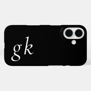 Moderne Schwarz-Weiß-Monogramm-Name iPhone 16 Hülle