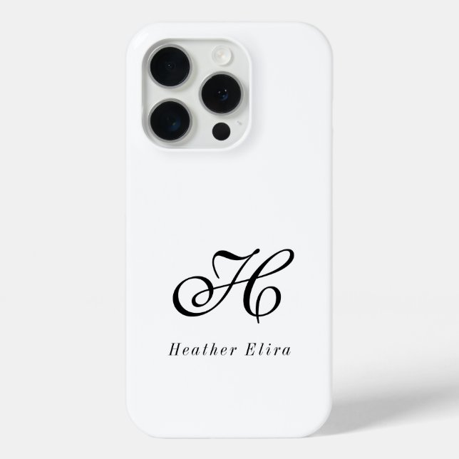Moderne Schwarz-Weiß-Monogramm-Name Case-Mate iPhone Hülle (Rückseite)