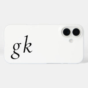Moderne Schwarz-Weiß-Monogramm-Name iPhone 16 Hülle