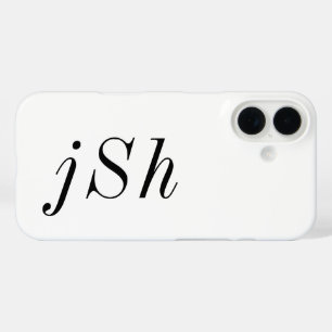 Moderne Schwarz-Weiß-Monogramm-Name iPhone 16 Hülle
